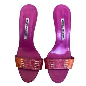 Manolo Blahnik Snake Heel Mules